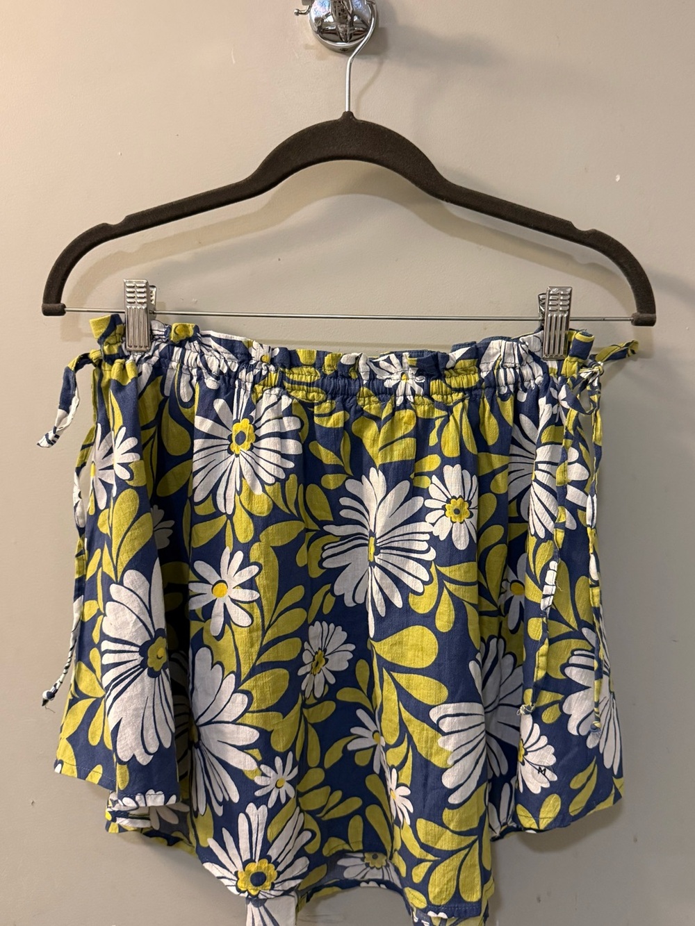 Aerie Floral Paperbag Mini Skirt Blue White Drawstring Size Medium NWT